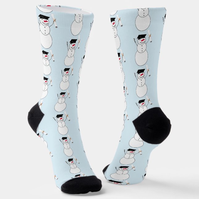 Snowman With Diploma Graduation Socks (Angled)