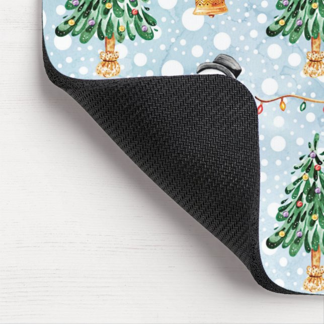 Snowman With Fir Tree In Watercolor Pattern Mouse Mat (Corner)