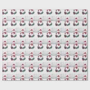 Snowman With gifts In Watercolor  Wrapping Paper