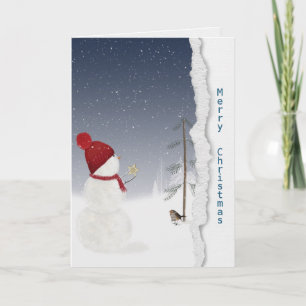 snowman with gold star miss you card