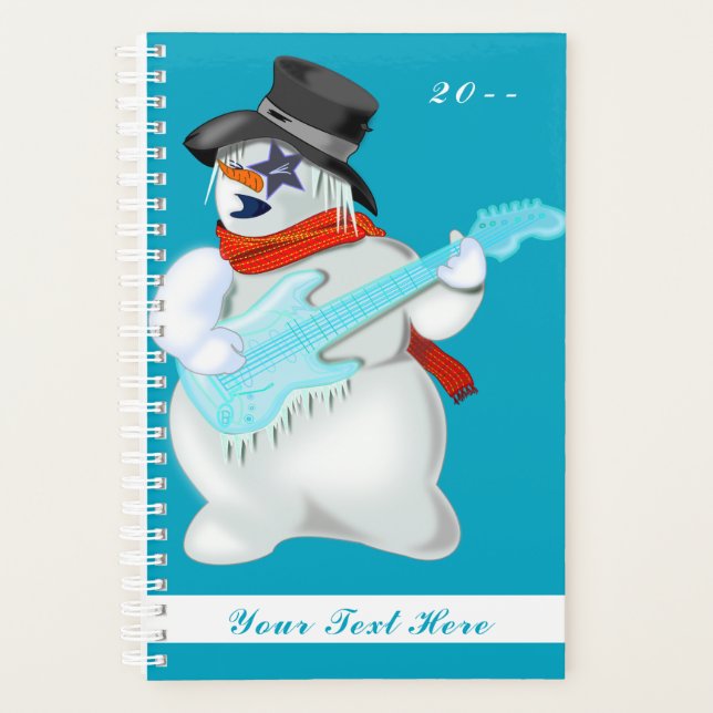 Snowman with Guitar Funny Planner Personalised (Front)