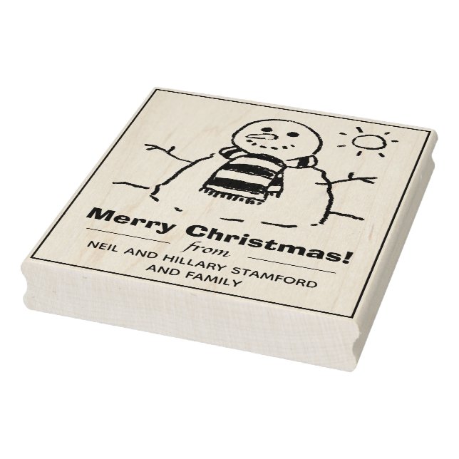 Snowman with Happy Christmas Message! Rubber Stamp (Stamp)