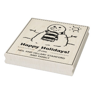 Snowman with Happy Holidays Message! Rubber Stamp
