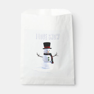 Snowman with hat and scarf. I Love Snow Favour Bags