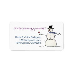 Snowman with Heart, address labels