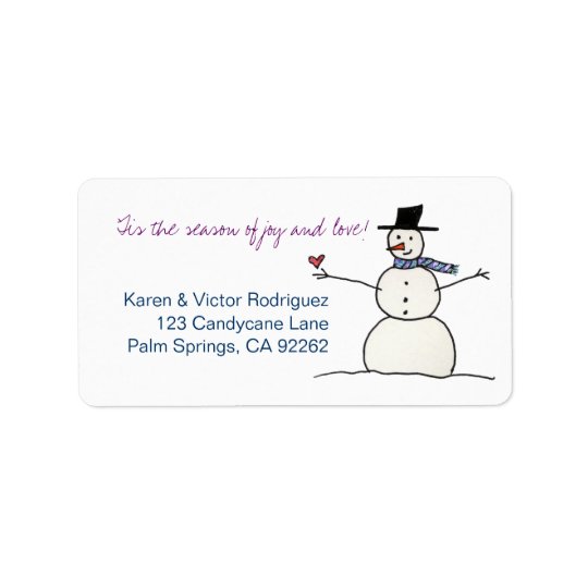 Snowman with Heart, address labels