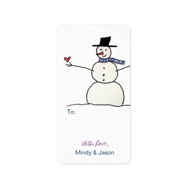 Snowman with Heart Gift Tags (Front)