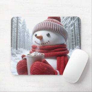 Snowman With Hot Chocolate Mouse Mat