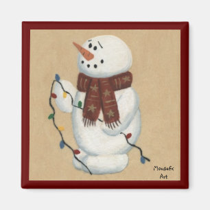 Snowman With Lights Magnet