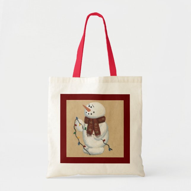 Snowman With Lights Tote Bag (Front)