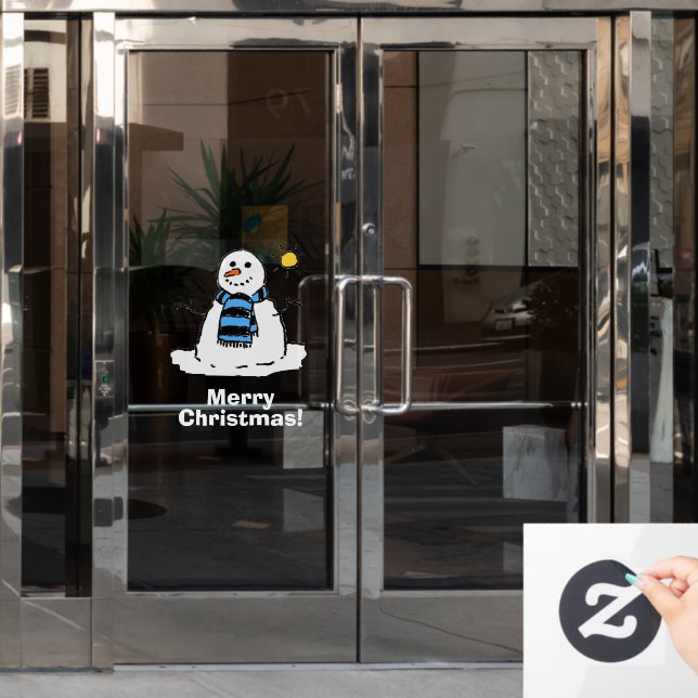Snowman with Merry Christmas Window Cling (Office Door)