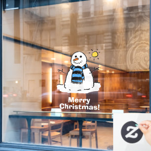 Snowman with Merry Christmas Window Cling