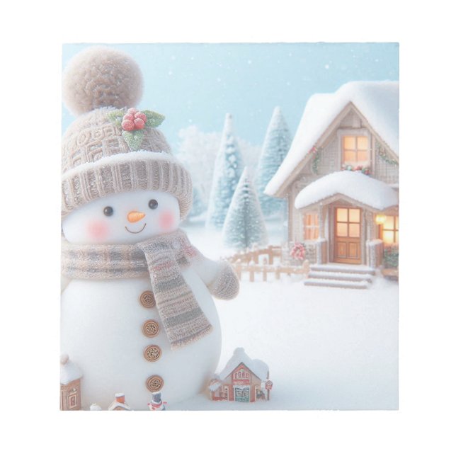 Snowman with Mistletoe Christmas Notepad (Front)