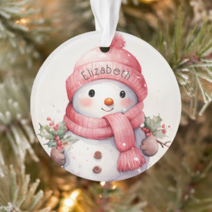 Snowman with Name Acrylic Ornament