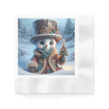 Snowman with New Year Tree, Christmas, Author Nat