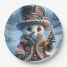 Snowman with New Year Tree, Christmas, Author Nat