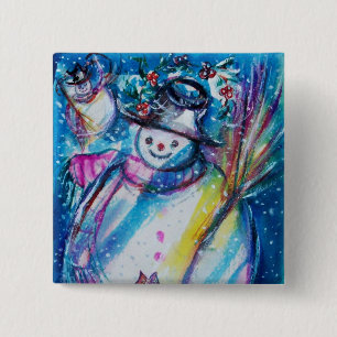 SNOWMAN WITH OWL 15 CM SQUARE BADGE