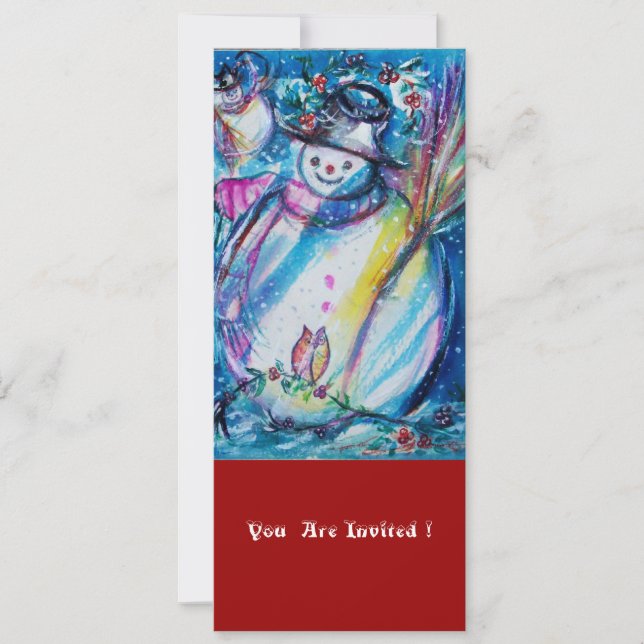SNOWMAN WITH OWL , Christmas Party Invitation (Front)