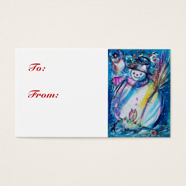 SNOWMAN  WITH OWL ,gift tag (Front)