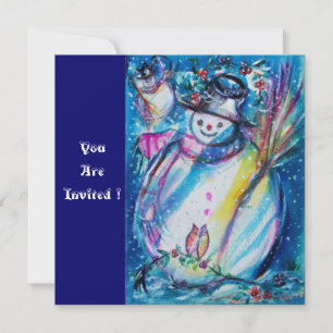 SNOWMAN WITH OWL , New Year's Eve Party Invitation