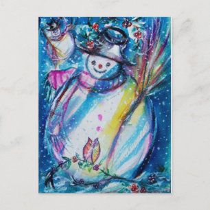 SNOWMAN WITH OWL POSTCARD