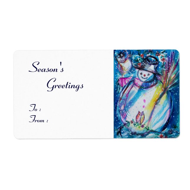 SNOWMAN WITH OWL , white blue red (Front)