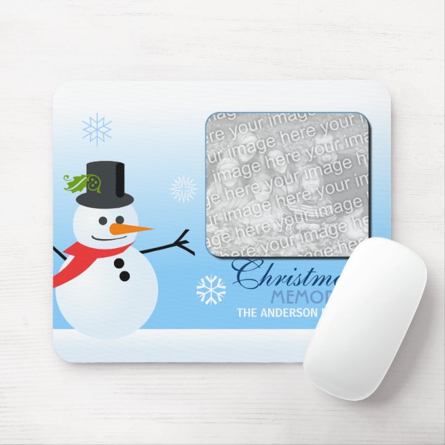 Snowman (with photo) mouse mat (With Mouse)
