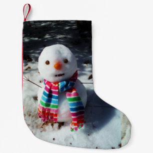 Snowman with Rainbow Scarf Snowman with Rainbow Sc Small Christmas Stocking