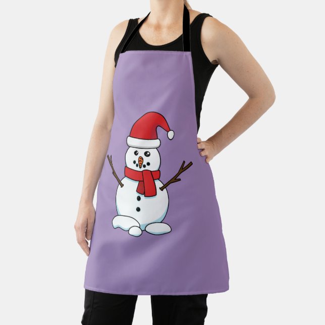 Snowman with Red Bonnet and Scarf Apron (Insitu)