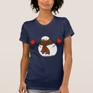 Snowman with Red Mittens and a Long Scarf T-Shirt