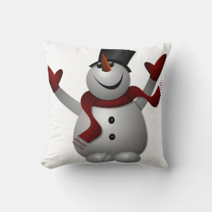 Snowman with Red Scarf Pillow