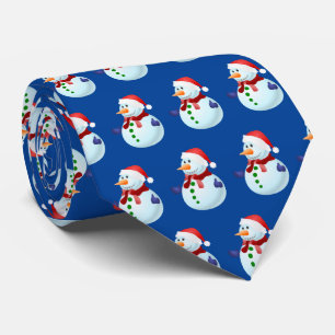 Snowman with Santa Hat Christmas Tie