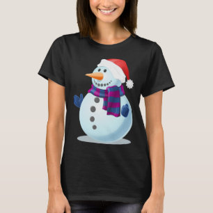 Snowman With Santa Hat T-Shirt