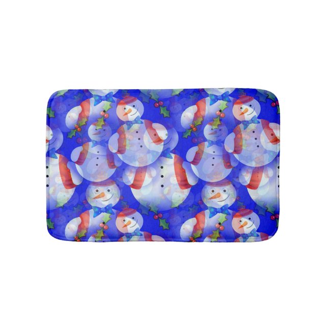 Snowman With Scarf And Hat And Bow Tie Bath Mat (Front)