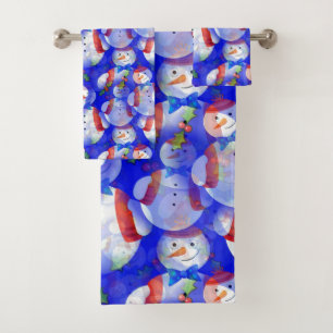 Snowman With Scarf And Hat Bath Towel Set