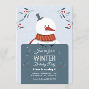 Snowman with Sign Invitation