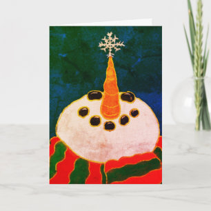 Snowman with Snowflake Abstract Art Card