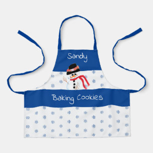 Snowman With Snowflake All-Over Print Apron