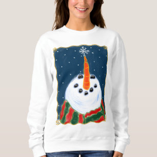 Snowman with Snowflake Christmas Art to Wear Sweatshirt
