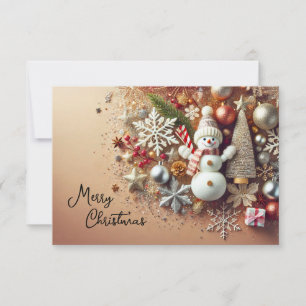 Snowman with Snowflakes and Christmas Stars Invitation