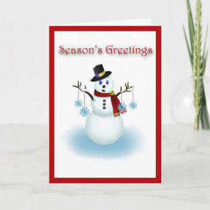 Snowman with Snowflakes Christmas Card