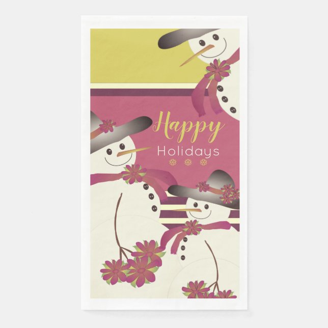 Snowman With Stripes Napkin (Front)