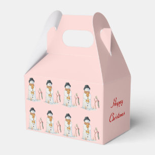 snowman with stripy stocking christmas favour box