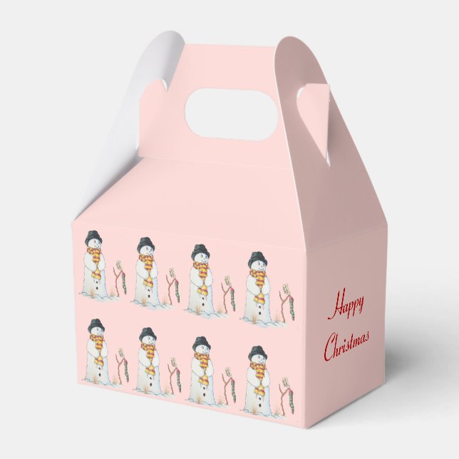 snowman with stripy stocking christmas favour box (Back Side)
