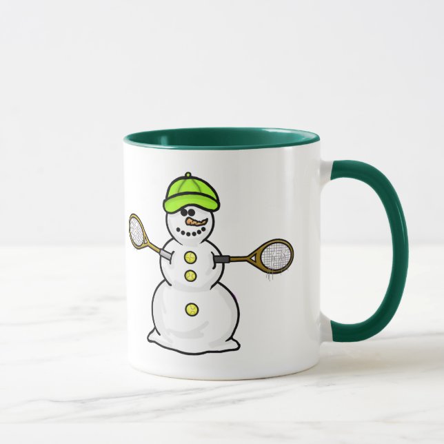 Snowman with Tennis Rackets Christmas Mug (Right)
