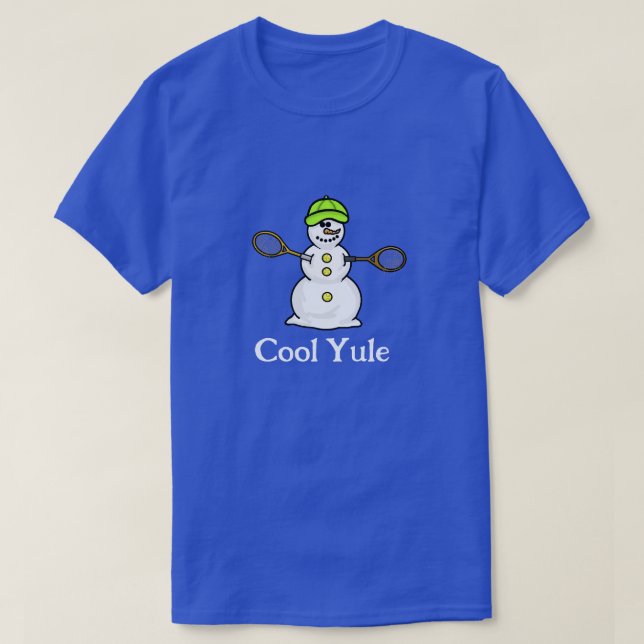 Snowman with Tennis Rackets Christmas T-Shirt (Design Front)