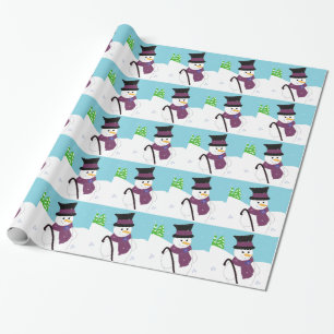 Snowman with Top Hat and Cane Wrapping Paper