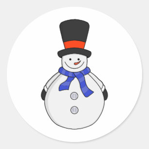 Snowman with top hat classic round sticker