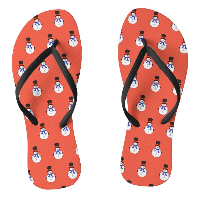Snowman with top hat flip flops (Footbed)