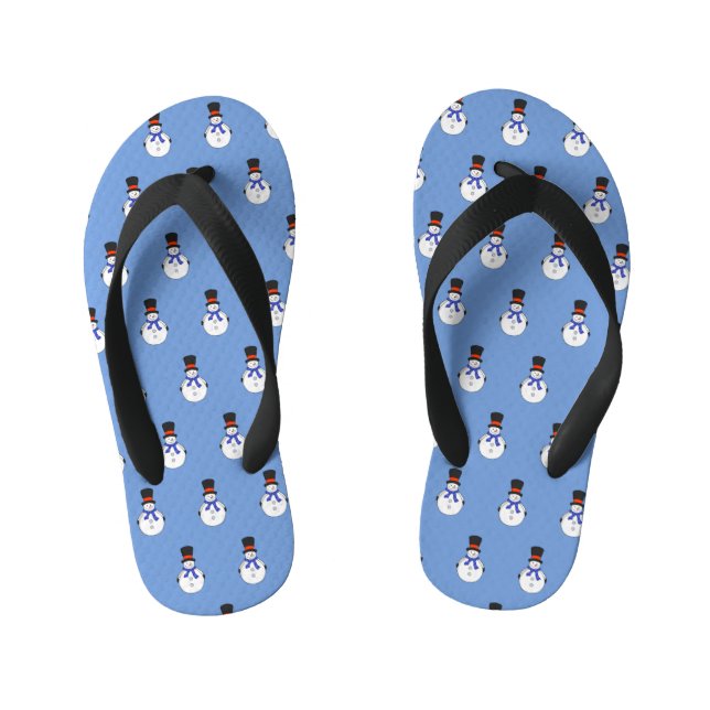 Snowman with top hat kid's flip flops (Footbed)